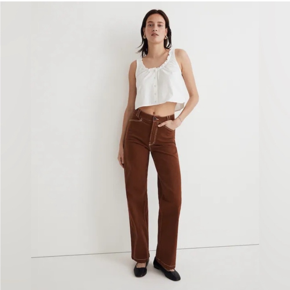 Madewell Petite Emmett 2.0 Women's Pants Garment Dyed Wide Leg size 25